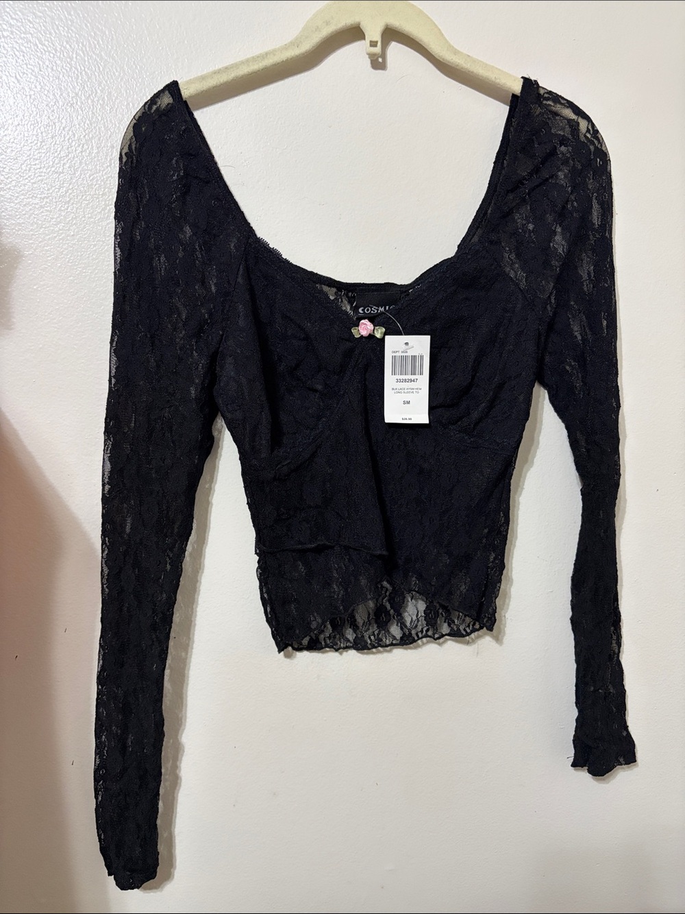 Hot Topic Black Lace Long Sleeve Crop Top
